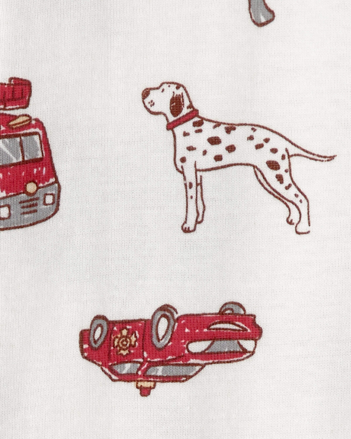 Baby Boy Firetruck 100% Cotton Snug Fit 1-Piece Pajama - White - Image 3