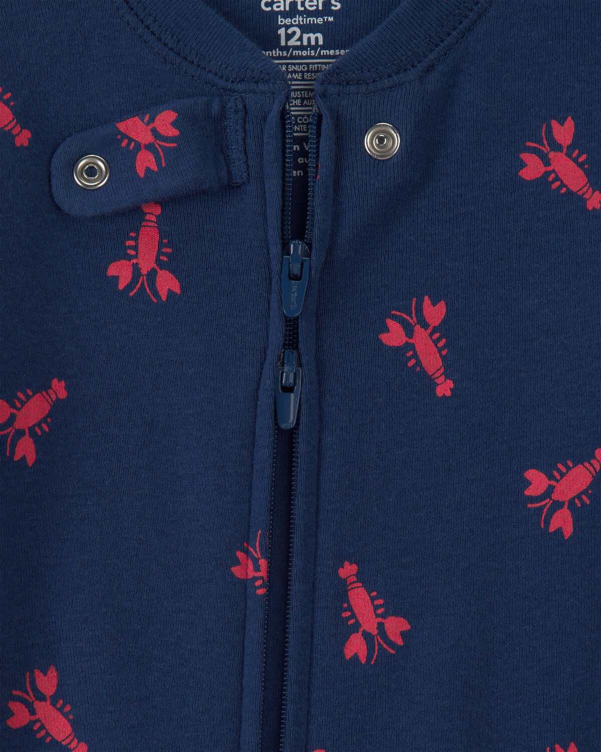 Baby Boy Lobster 100% Cotton Snug Fit 1-Piece Pajama - Blue - Image 2