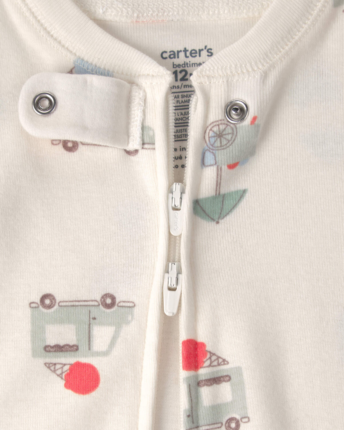 Baby 2-Pack Ice Cream Truck 100% Cotton Snug Fit 1-Piece Pajama - Blue/Ivory - Image 2