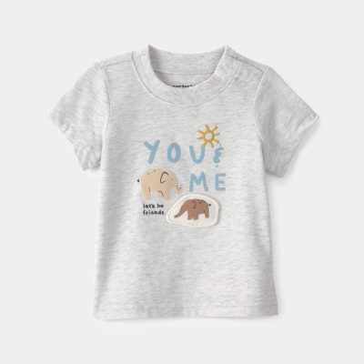 Baby 'Let's Be Friends' Graphic Tee - Grey