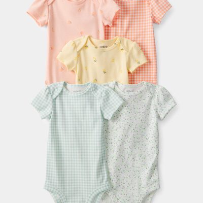 Baby Girl 5-Pack Fruit Multipack Bodysuits - Orange/Green/Yellow