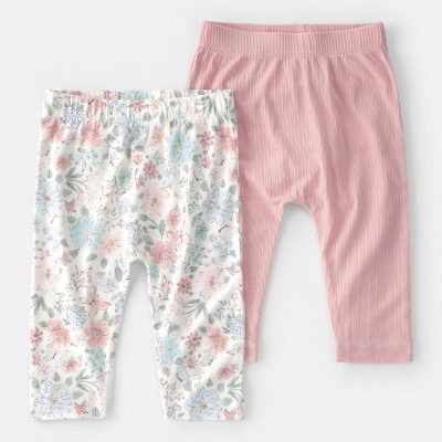 Baby Girl 2-Pack Butterfly Garden PurelySoft Pants - Pink