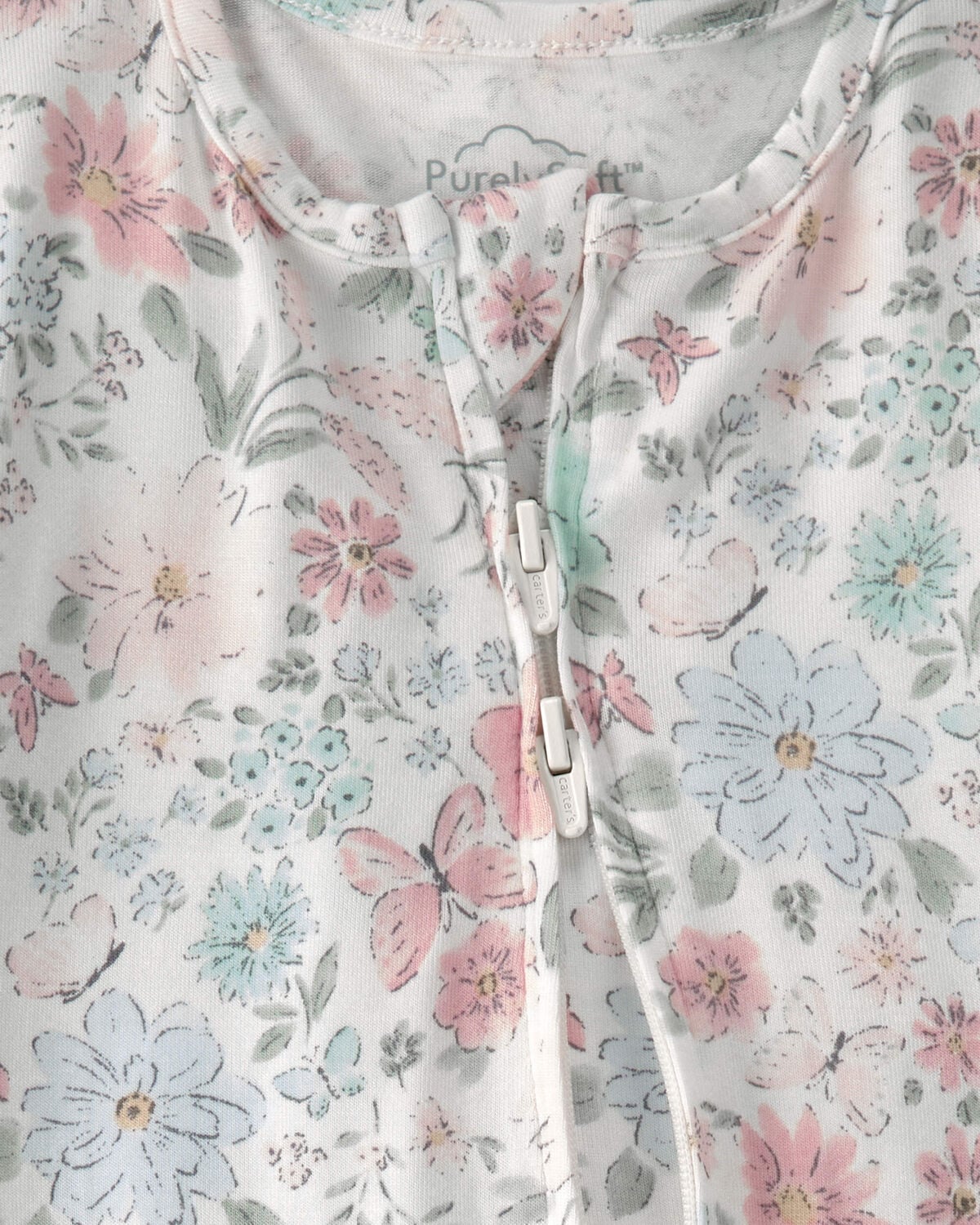 Baby Girl Butterfly Garden 2-Way Zip PurelySoft Sleep & Play Pajama - Image 2