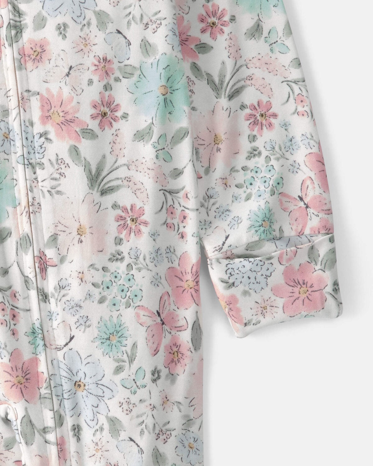 Baby Girl Butterfly Garden 2-Way Zip PurelySoft Sleep & Play Pajama - Image 3