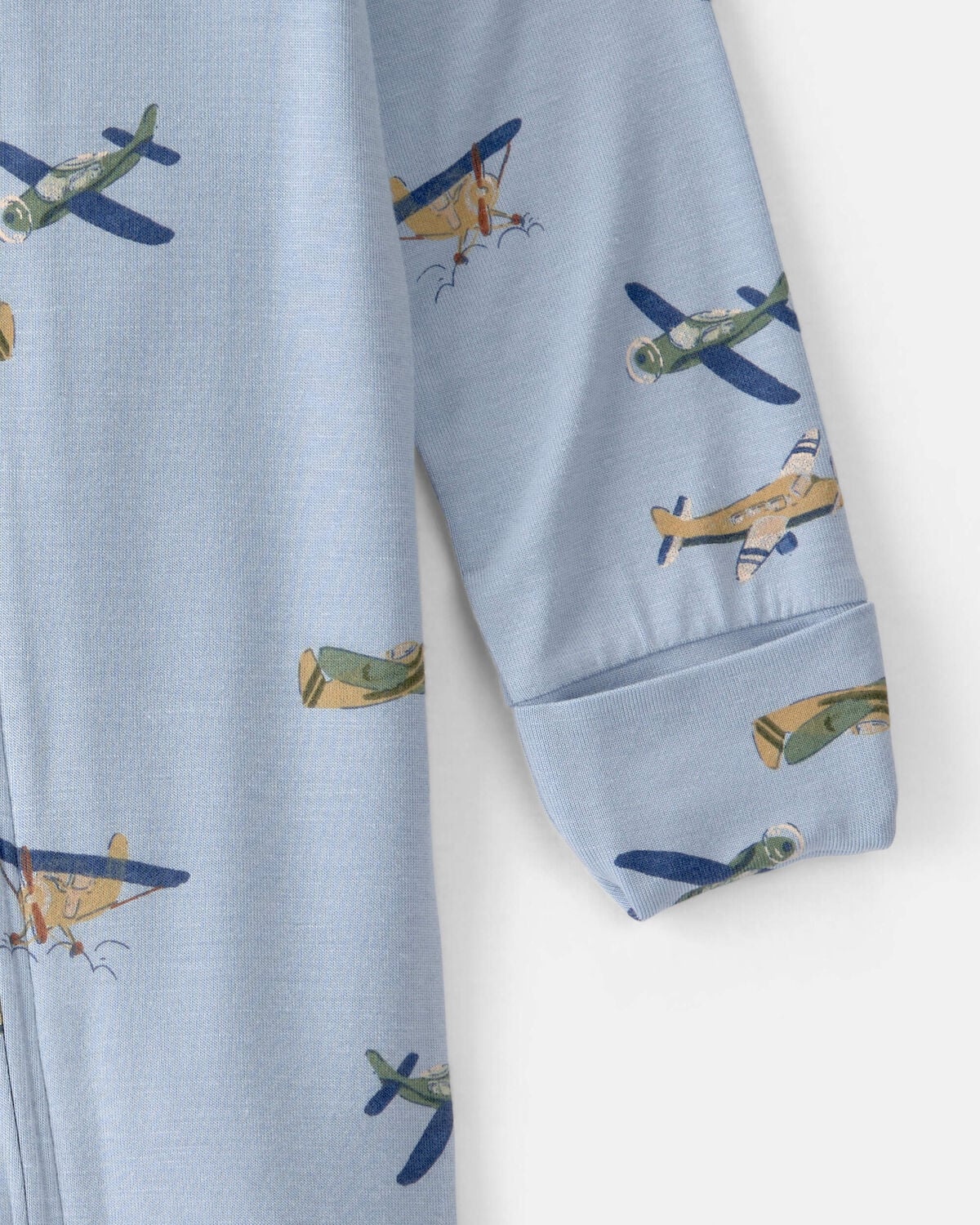 Baby Boy Plane 2-Way Zip PurelySoft Sleep & Play Pajama - Blue - Image 5