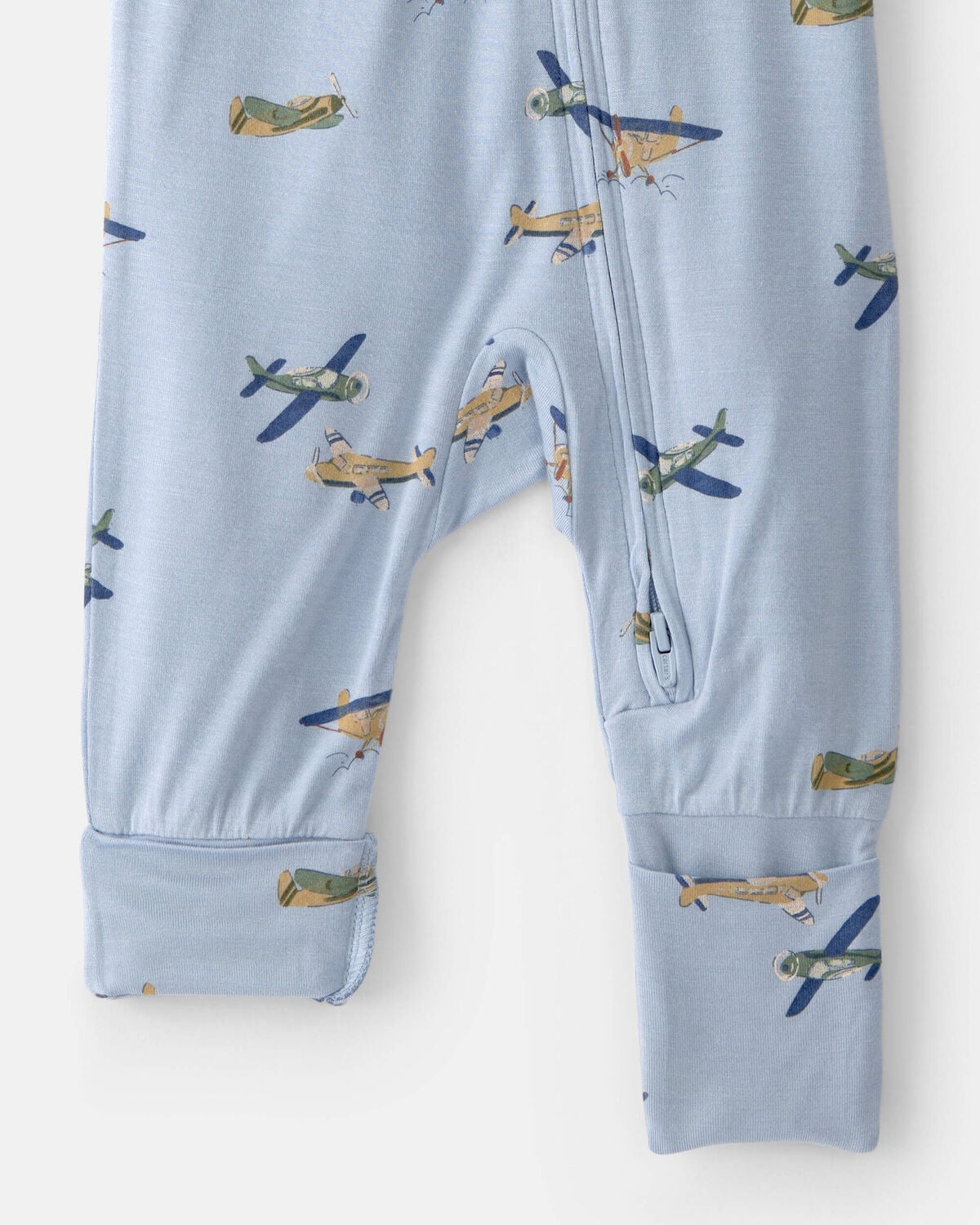 Baby Boy Plane 2-Way Zip PurelySoft Sleep & Play Pajama - Blue - Image 6