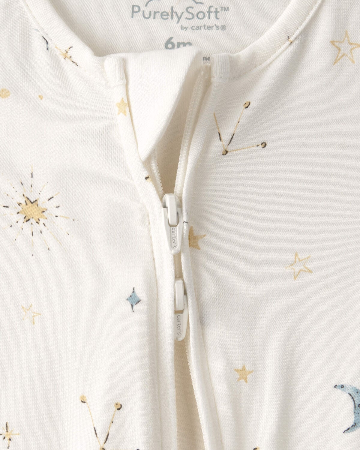 Baby Constellation 2-Way Zip PurelySoft Sleep & Play Pajama - Cream - Image 2