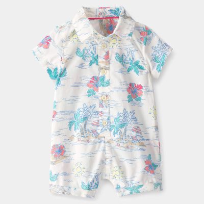 Baby Boy Tropical Beach Short-Sleeve Romper