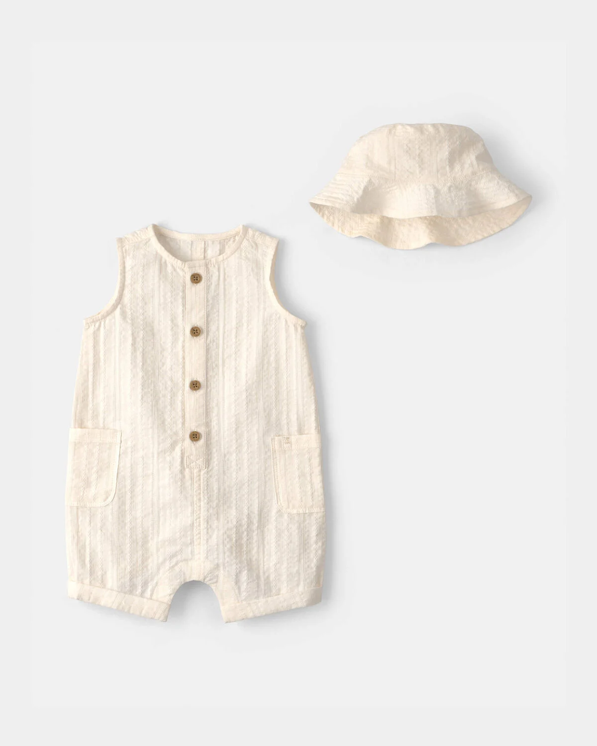 Baby Seersucker Romper - Cream