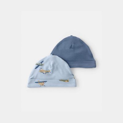 Baby Boy 2-Pack Plane PurelySoft Caps - Blue
