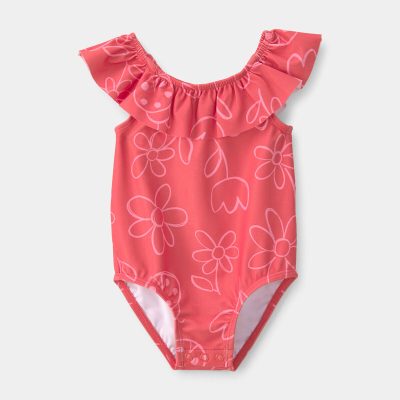 Baby Girl Floral 1-Piece Swimsuit - Red