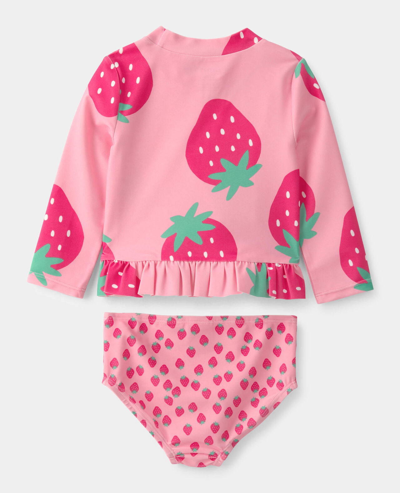 Baby Girl 2-Piece Strawberry Rashguard Swimsuit Set - Pink - Image 3