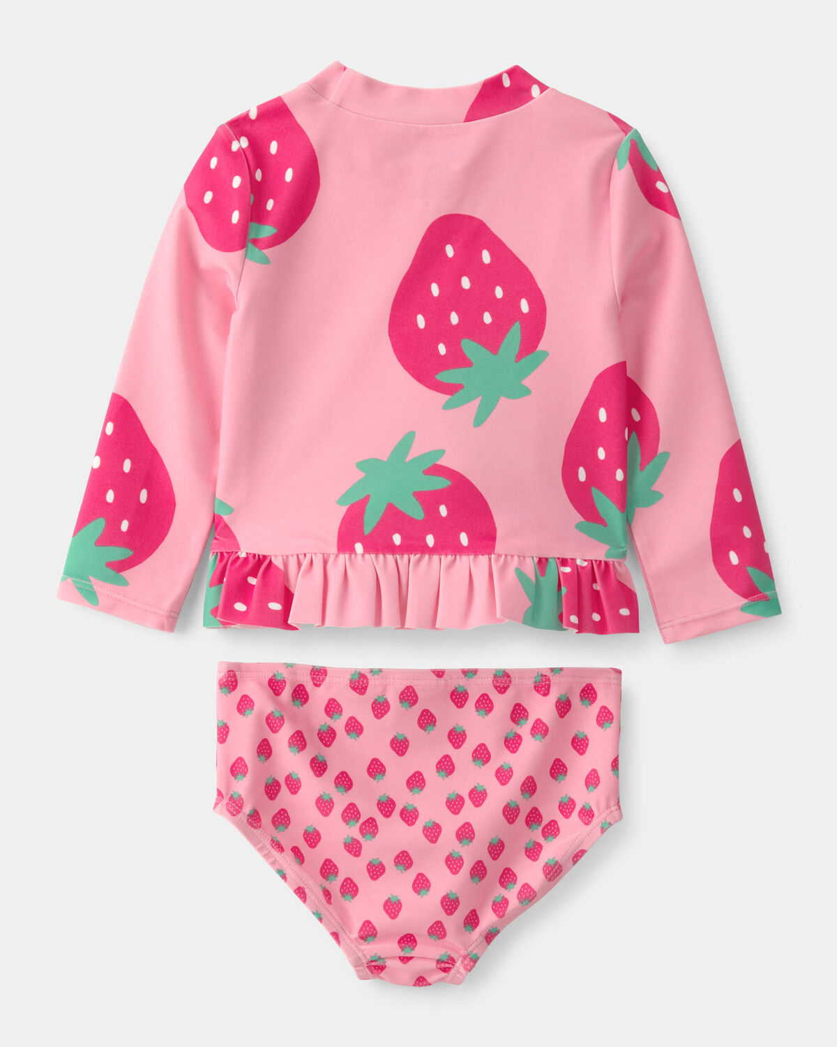 Baby Girl 2-Piece Strawberry Rashguard Swimsuit Set - Pink - Image 2