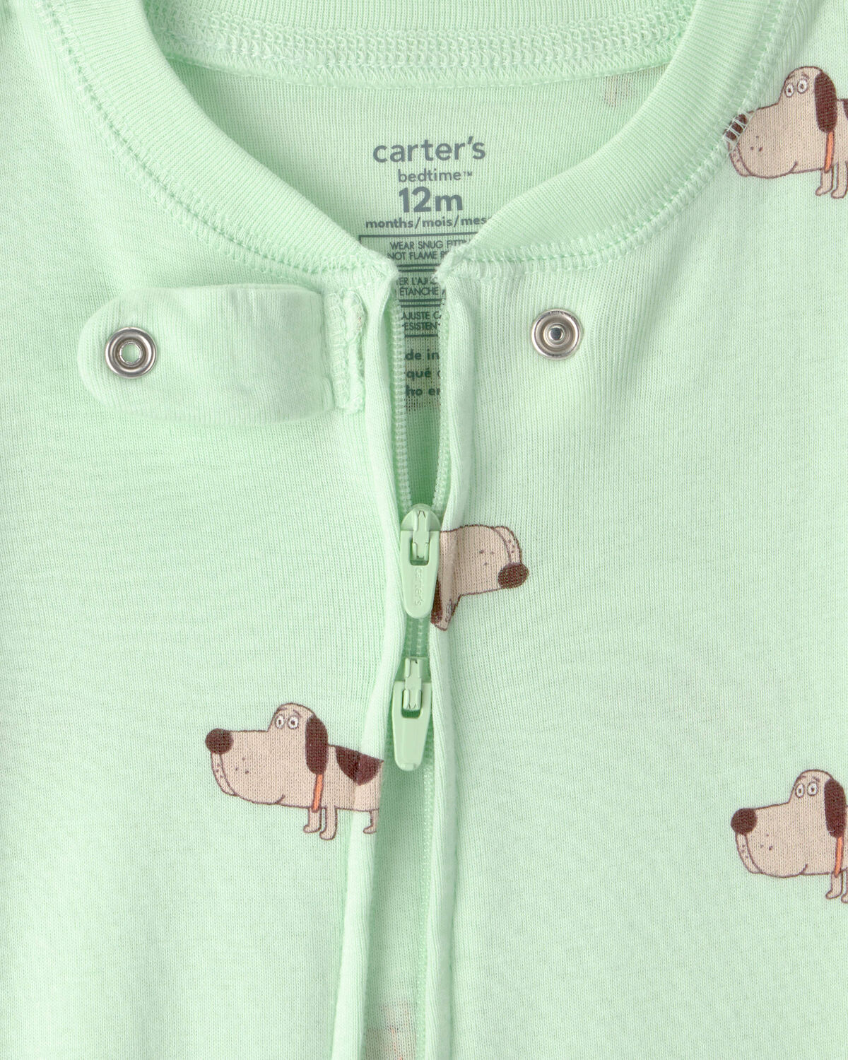 Baby Puppy 100% Cotton Snug Fit 1-Piece Pajama - Green - Image 2