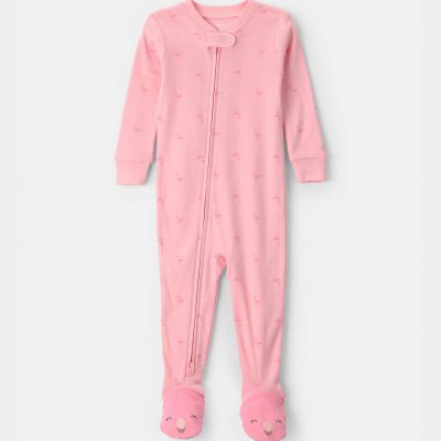 Baby Girl Flamingo 100% Cotton Snug Fit 1-Piece Pajama - Pink