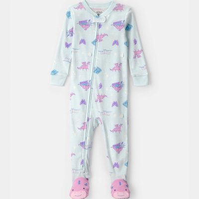 Baby Girl Fairy Tale 100% Cotton Snug Fit 1-Piece Pajama - Blue