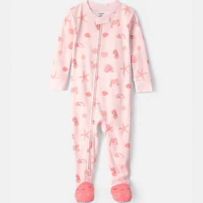 Baby Girl Seashell 100% Cotton Snug Fit 1-Piece Pajama - Pink