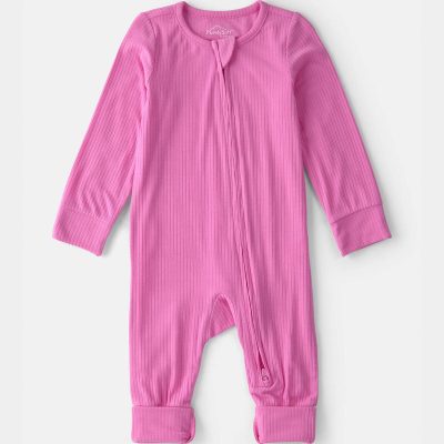 Baby Girl PurelySoft 2-Way Zip Sleep & Play Pajamas - Pink