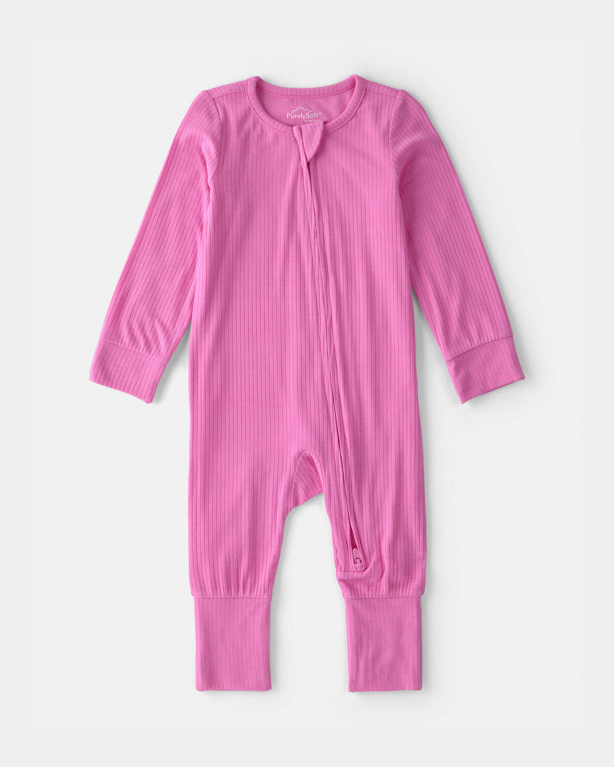 Baby Girl PurelySoft 2-Way Zip Sleep & Play Pajamas - Pink - Image 2