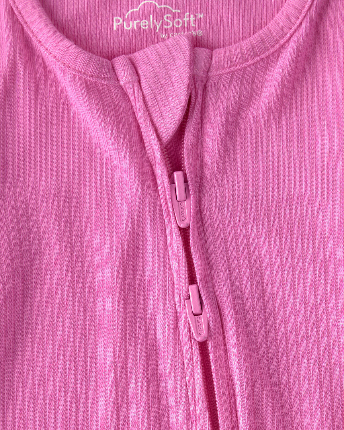 Baby Girl PurelySoft 2-Way Zip Sleep & Play Pajamas - Pink - Image 6