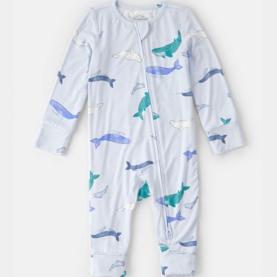 Baby Whale PurelySoft 2-Way Zip Sleep & Play Pajamas - Blue