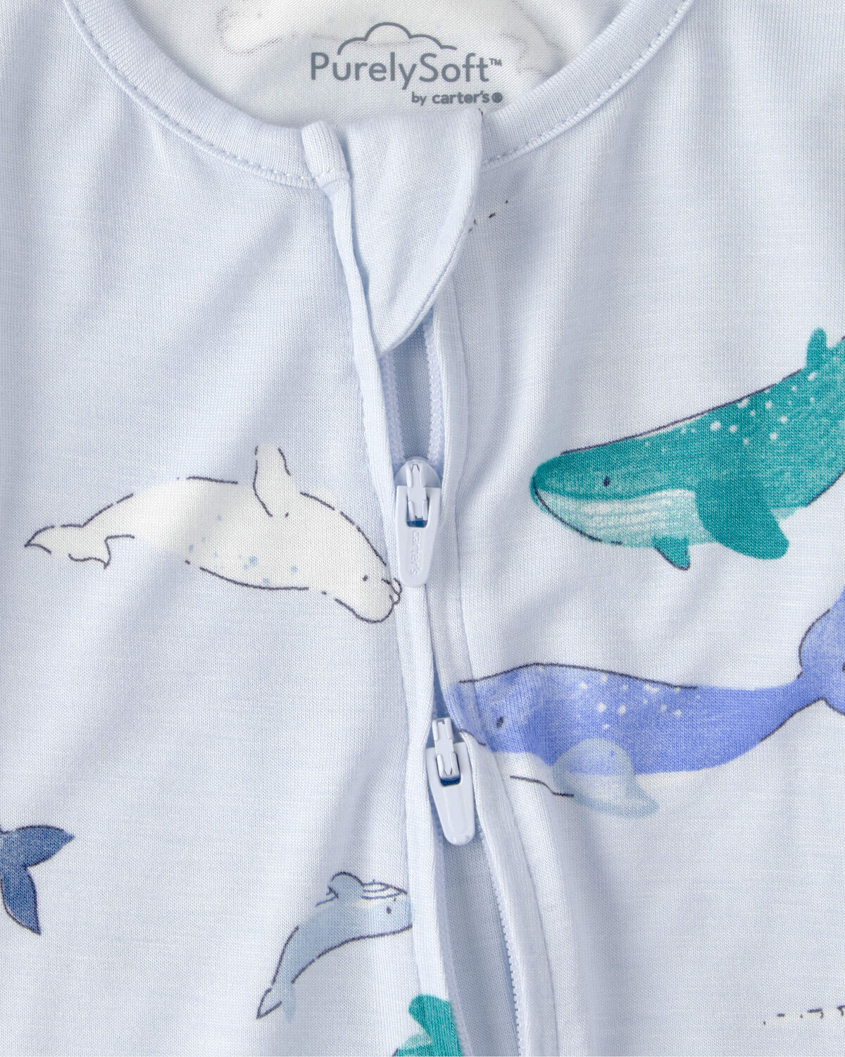 Baby Whale PurelySoft 2-Way Zip Sleep & Play Pajamas - Blue - Image 6
