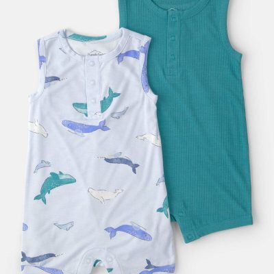Baby 2-Pack Whale PurelySoft Sleeveless Romper Set - Blue