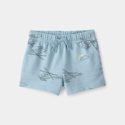 Baby Boy Helicopter French Terry Shorts - Blue