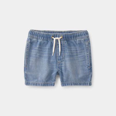 Baby Boy Denim Drawstring Shorts - Light Wash