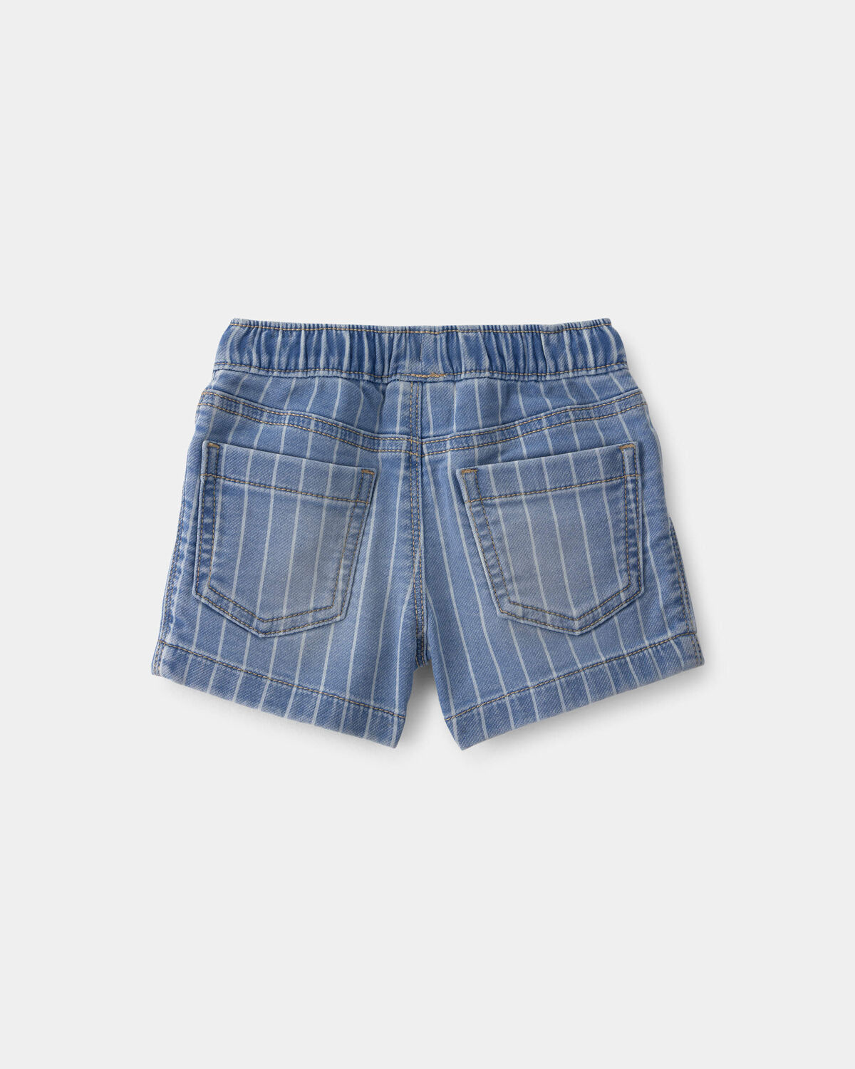 Baby Boy Striped Denim Drawstring Shorts - Medium Blue - Image 2