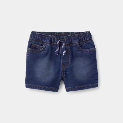 Baby Boy Denim Drawstring Shorts - Dark Wash