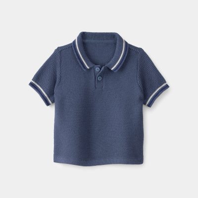 Baby Boy Sweater Polo Shirt - Navy