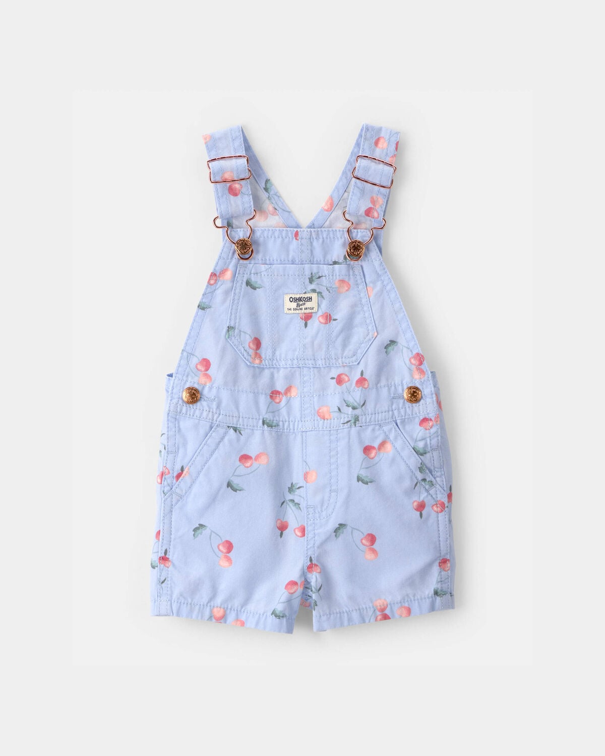Baby Girl Cherry Canvas Shortall - Blue
