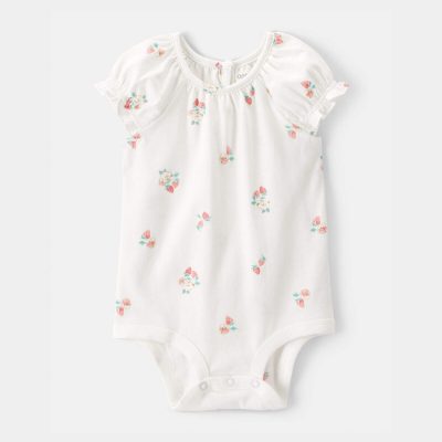 Baby Girl Strawberry Bodysuit - White