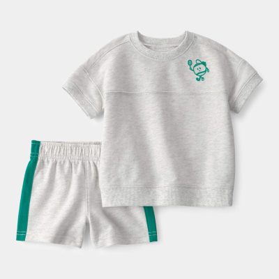 Baby Boy 2-Piece Pickleball Top & Short Set - Grey
