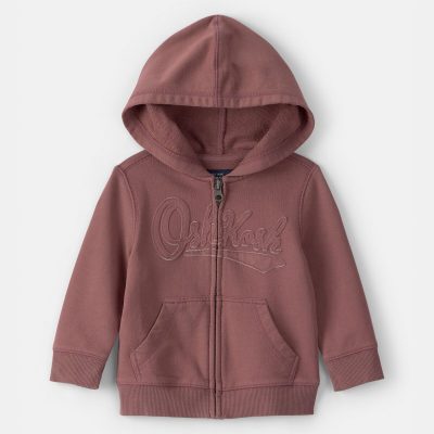 Baby Boy OshKosh Logo Zip-Up Hoodie - Brown