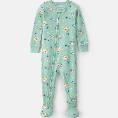 Baby Peanuts Snoopy 100% Cotton Snug Fit 1-Piece Pajama - Green