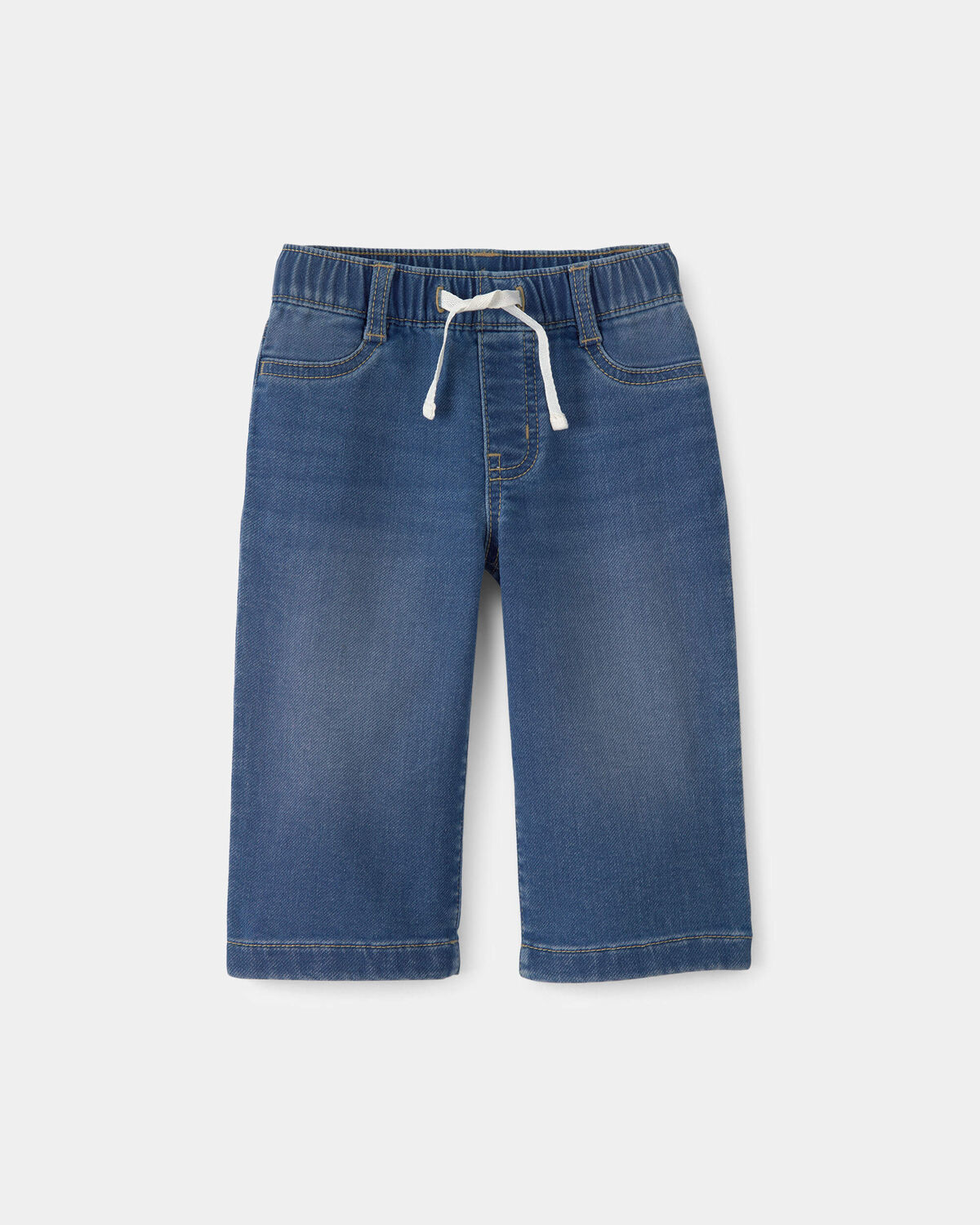 Baby Girl Drawstring Wide-Leg Jeans - Dark Wash