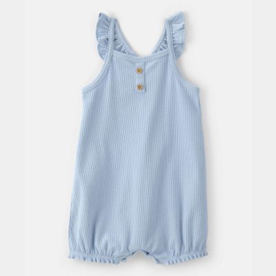 Baby Girl Sleeveless Romper - Blue