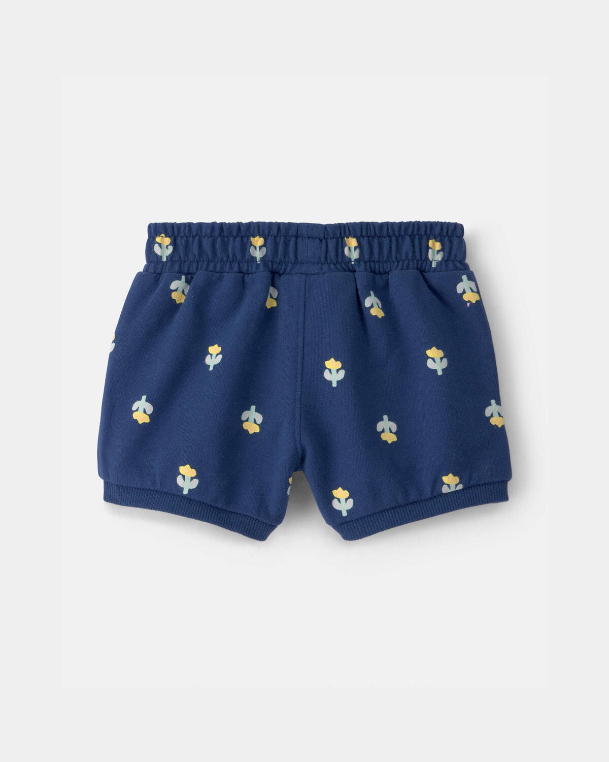 Baby Girl Floral French Terry Shorts - Navy Blue - Image 2