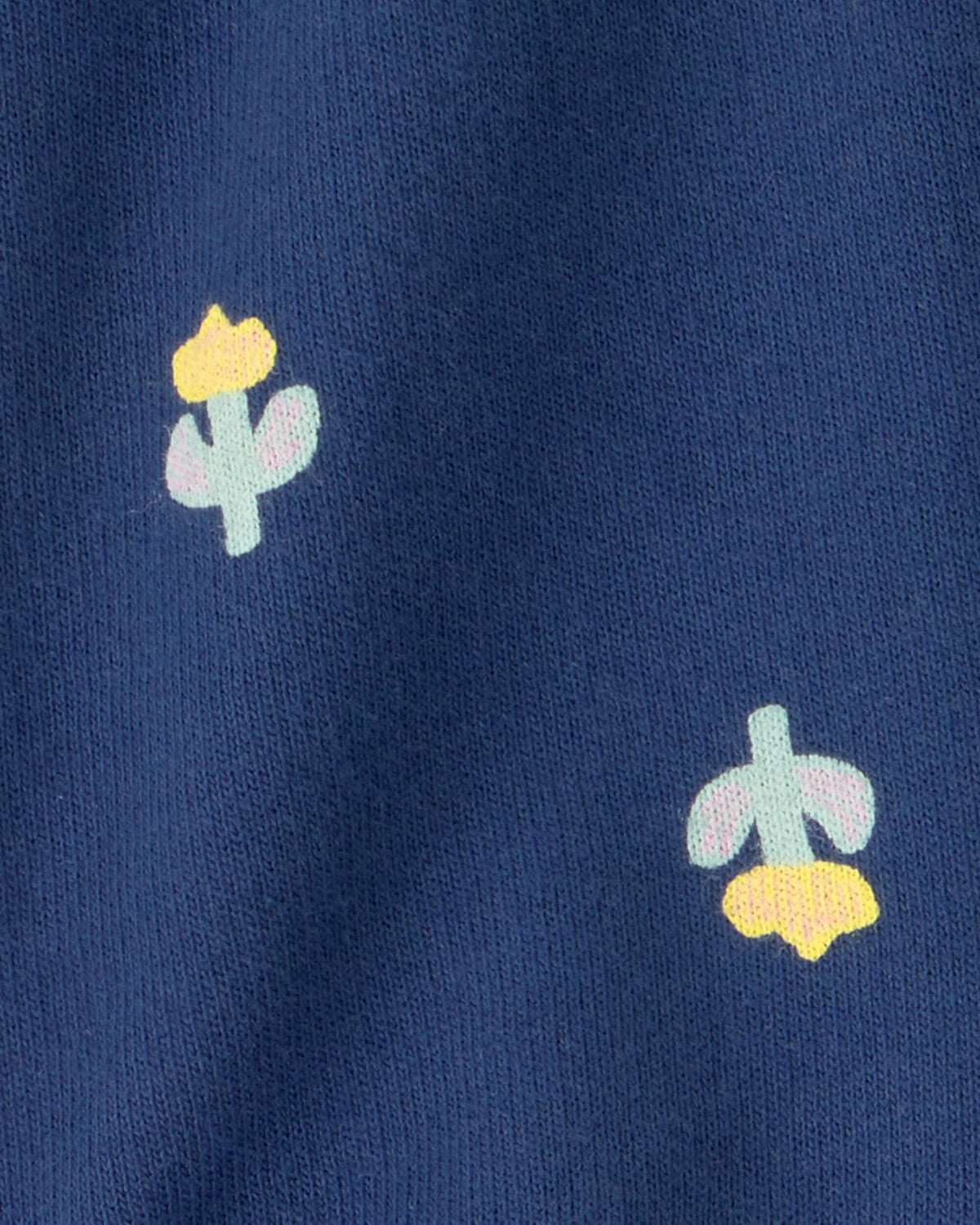 Baby Girl Floral French Terry Shorts - Navy Blue - Image 3