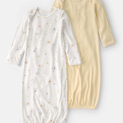 Baby 2-Pack Constellation PurelySoft Sleeper Gowns - Yellow/Cream