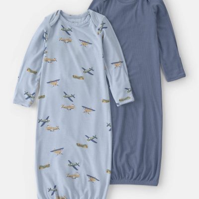 Baby Boy 2-Pack Plane PurelySoft Sleeper Gowns - Blue
