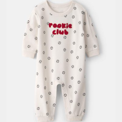 Baby 'Rookie Club' French Terry Jumpsuit - Ivory