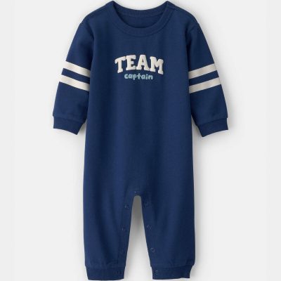 Baby Team Captain' French Terry Jumpsuit - Navy Blue