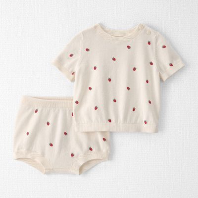 Baby Girl 2-Piece Organic Cotton Sweater Set in Berry Print