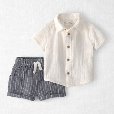 Baby Boy 2-Piece Organic Cotton Gauze Top & Short Set
