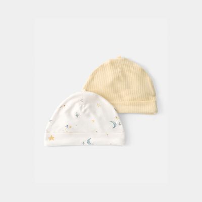 Baby 2-Pack Constellation PurelySoft Caps - Yellow/Cream