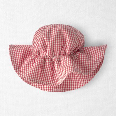 Baby Girl Sunhat Made with Organic Cotton in Red Gingham