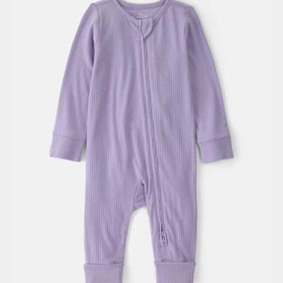 Baby Girl 2-Way Zip PurelySoft Sleep & Play Pajama - Purple